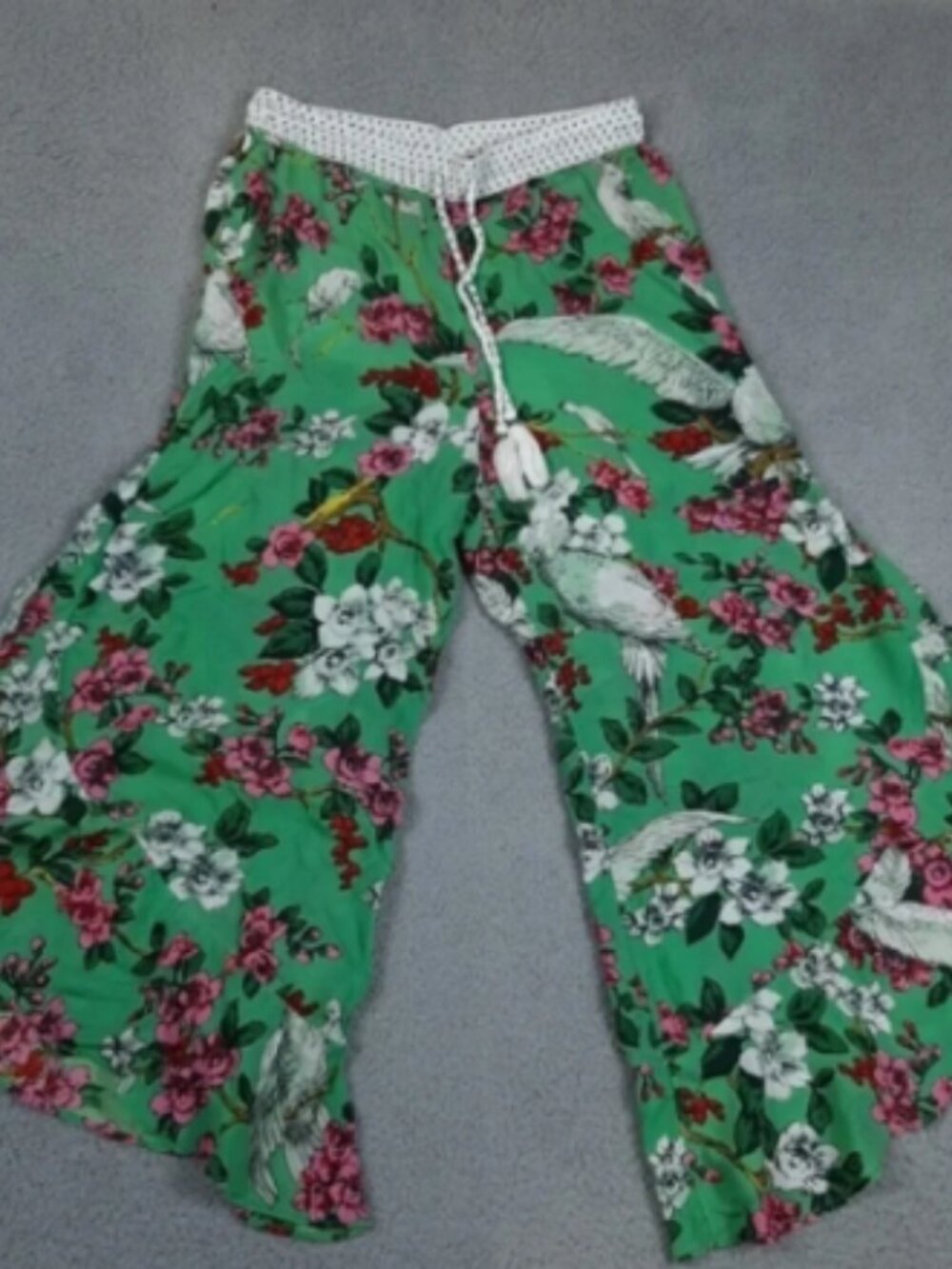 Anthropologie Flowy Floral Bird Print Pants